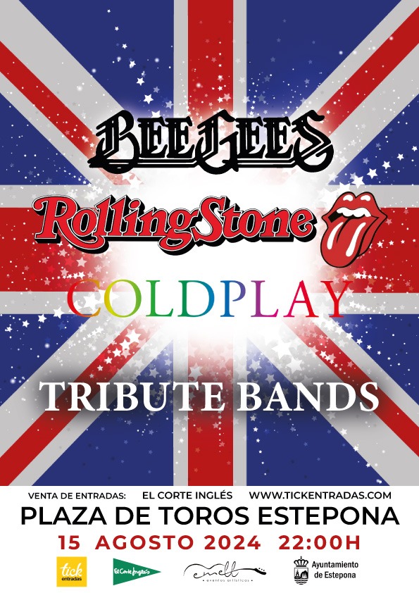 TRIBUTE BANDS: BEEGEES · ROLLYNG STONE · COLD PLAY